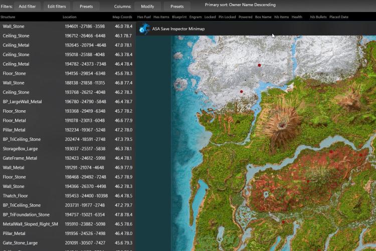 ASA Save Inspector - Strukturen mit Minimap
