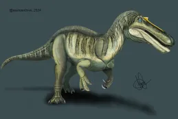 Reconstruction (paleoart) of Suchomimus tenerensis. Made by Igor Alves (Sauroarchive) and based on Dan Folkes 2023's skeletal (CC BY 4.0)